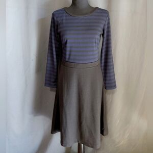 Ann Taylor Loft Navy Blue & Black Striped A-Line Dress Size 0 NWT